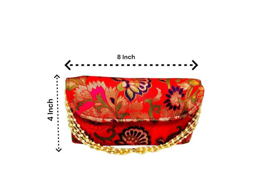 Banarsi Silk Clutch with Pearl Belt