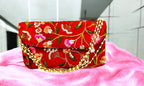 Embroidered Silk Clutch with Pearl Belt