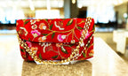 Embroidered Silk Clutch with Pearl Belt