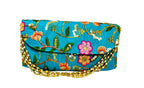 Embroidered Silk Clutch with Pearl Belt