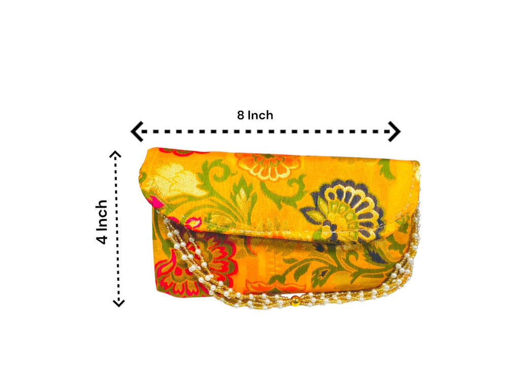 Banarsi Silk Clutch with Pearl Belt