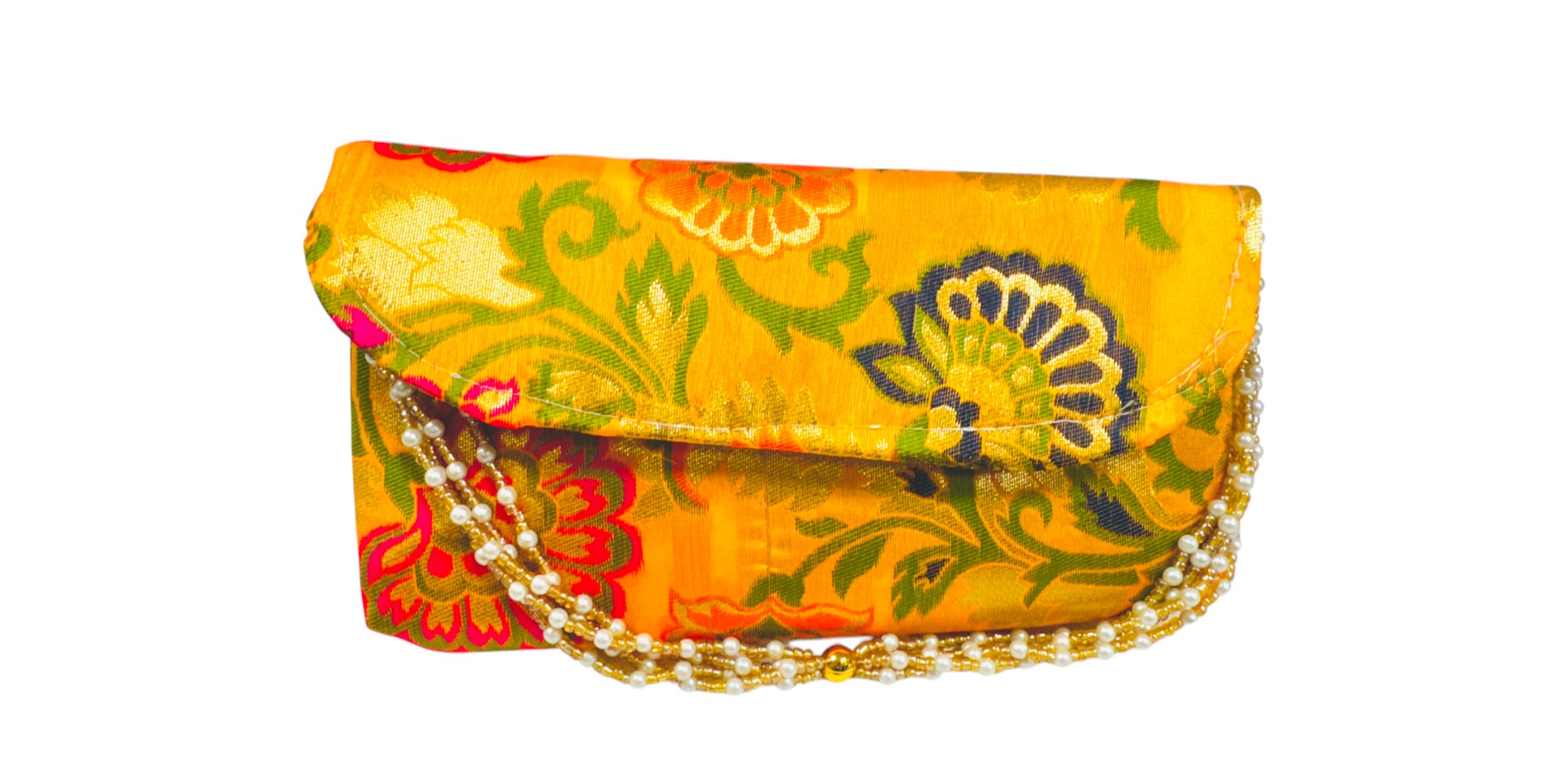 Banarsi Silk Clutch with Pearl Belt