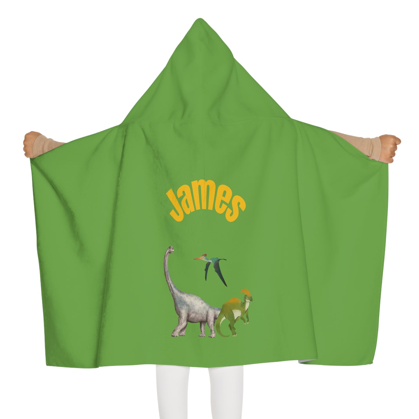 Kid's personalized dinosaur hooded bath towel
