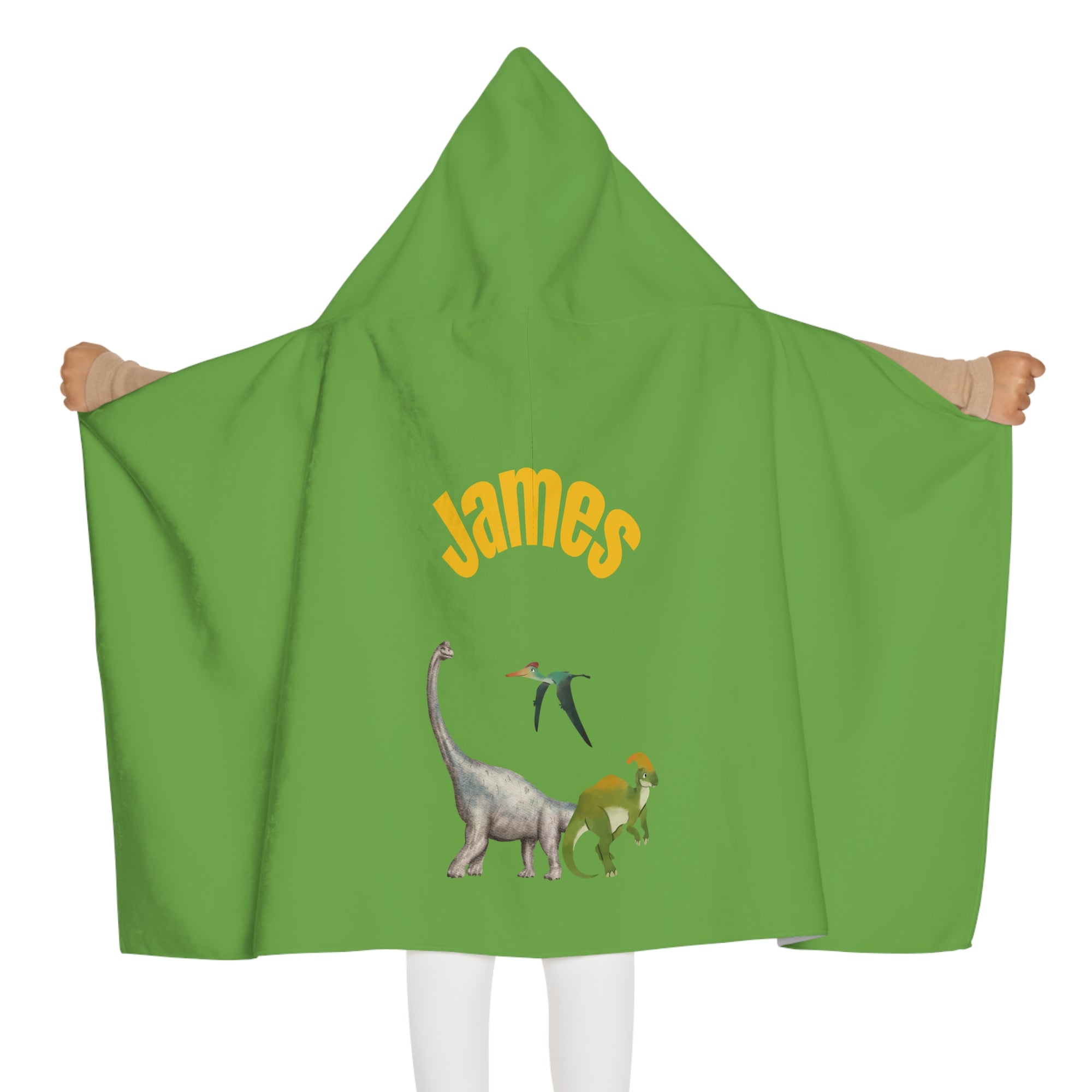 Kid's personalized dinosaur hooded bath towel