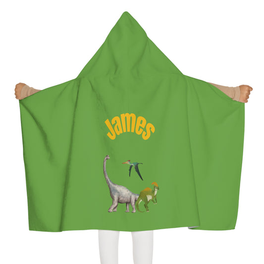 Kid's personalized dinosaur hooded bath towel