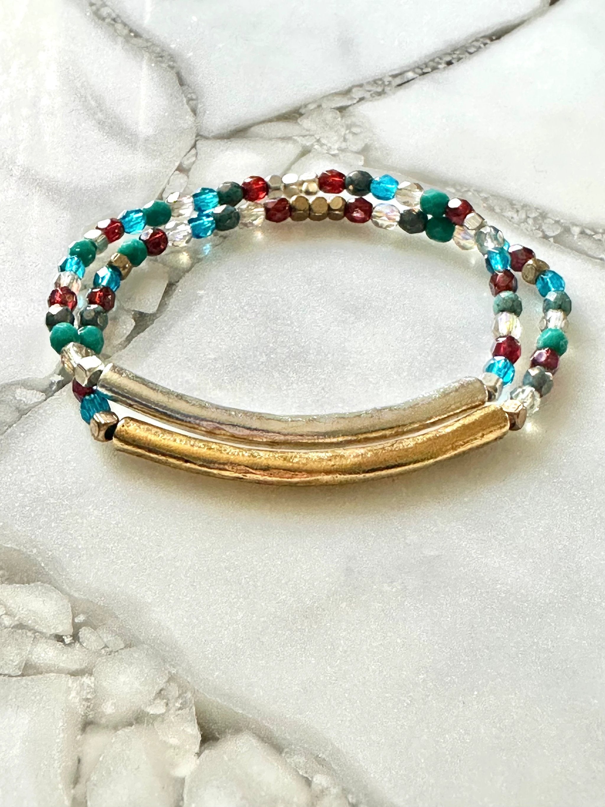 Boho Tube Beaded Bracelet by AdoreJules Designs