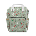 Italian chic Pattern Diaper Backpack with espresso, scooter, Italian flag, and Italian phrases