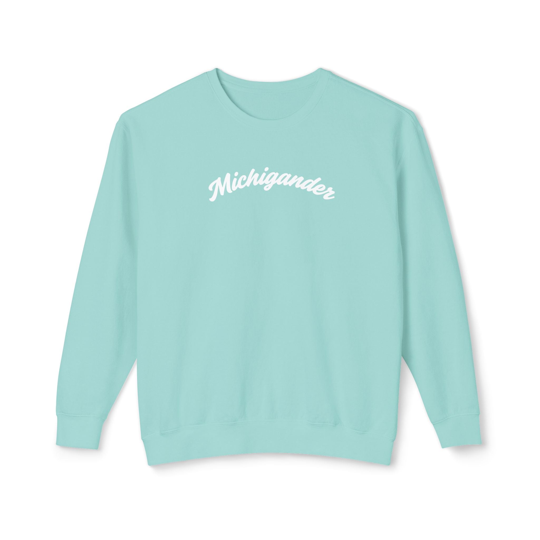 Michigander Sweatshirt, minimalist Michigan Script Crewneck