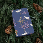 Elegant Koi Fish Cherry Blossom Gift Wrap, indigo Blue Wrapping Paper, Crane Pattern