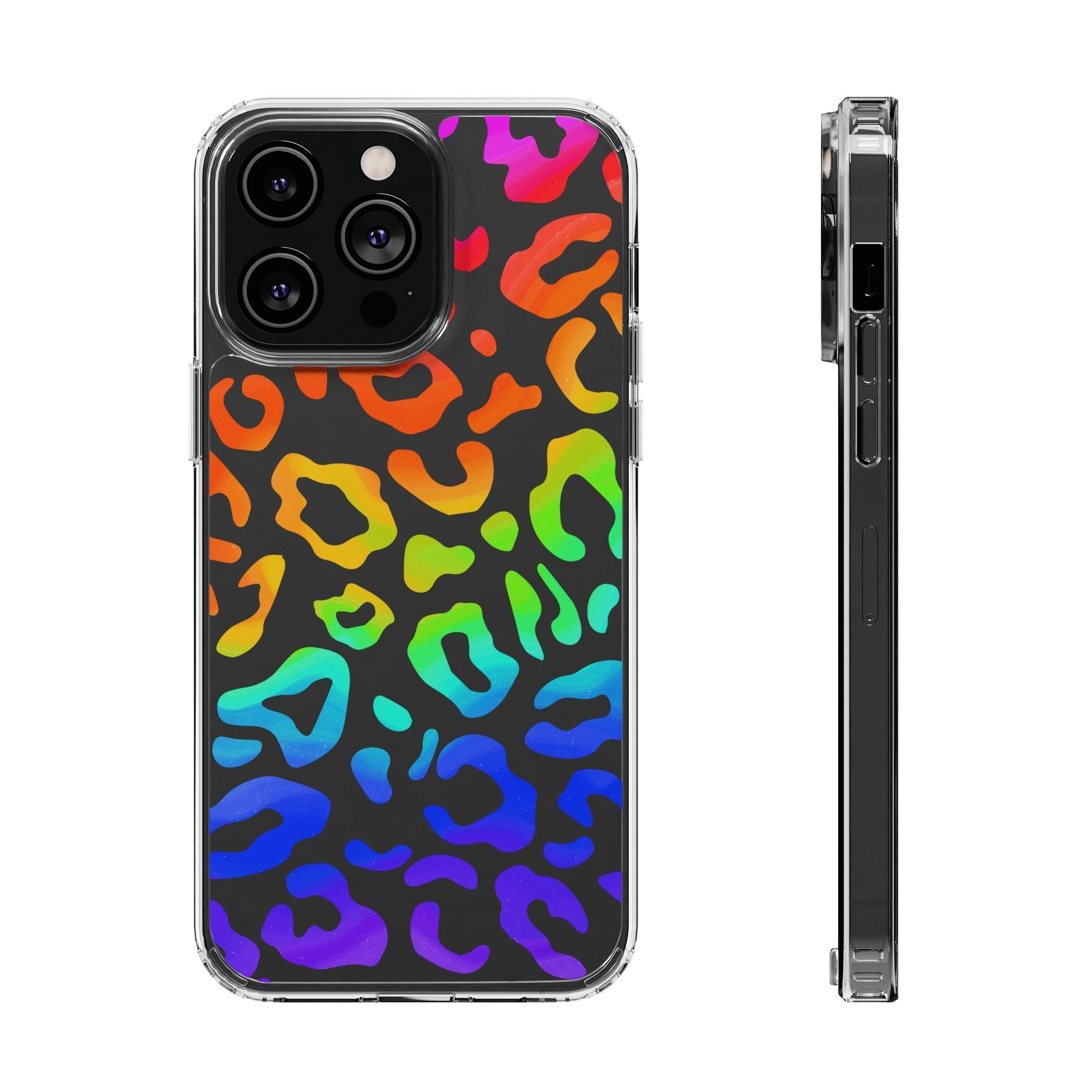 Bespattered Facade Watercolor Rainbow Leopard Clear Case