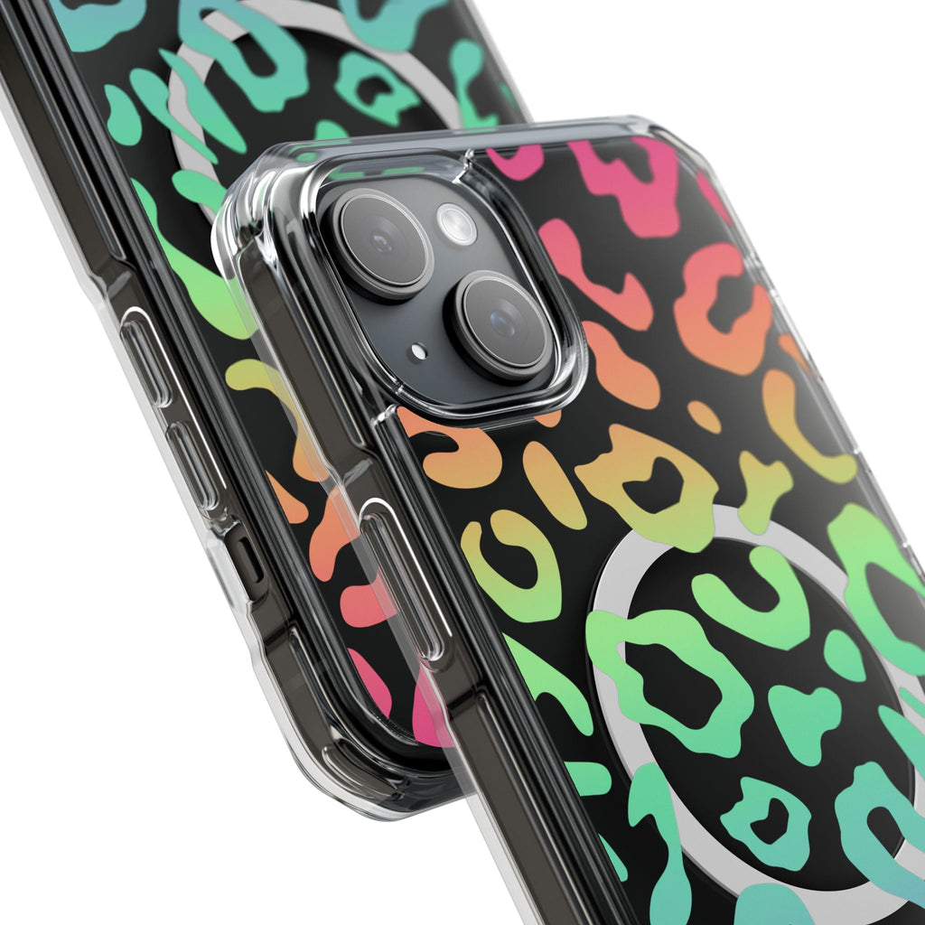 Bespattered Facade Bright Rainbow Leopard MagSafe Clear Impact Case