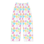 Sassy French Candy Heart Pajama Pants, Pastel Conversation Hearts Print Sleepwear by Printify