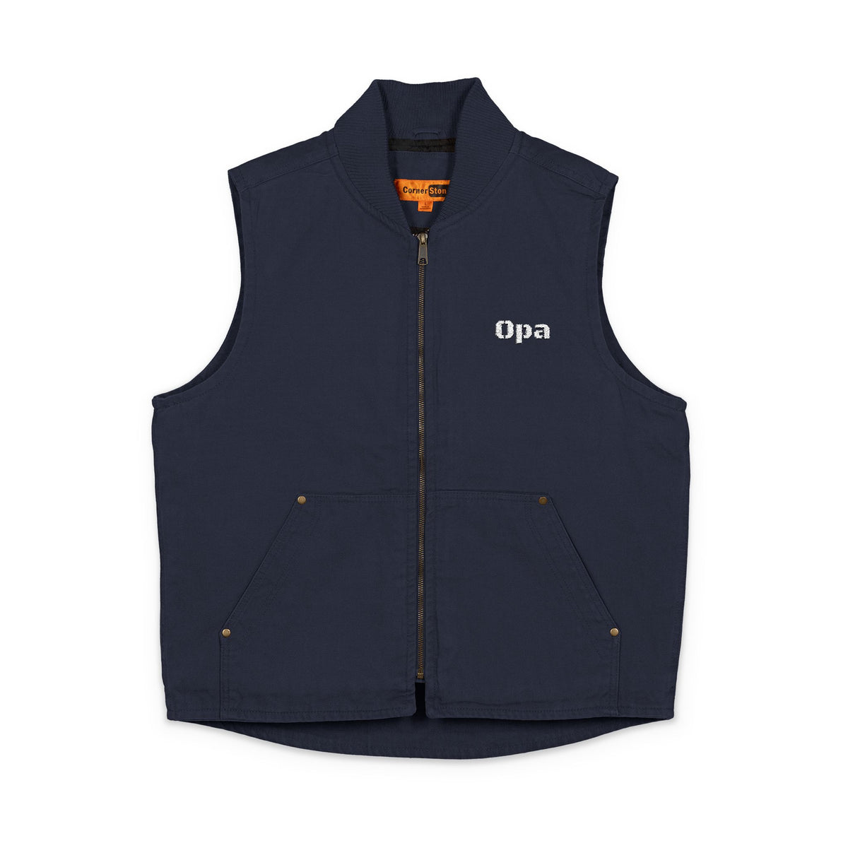 Embroidered "Opa" (Grandpa) Duck Cloth Work Vest – Durable Carpenter Style for German grandfather gifts