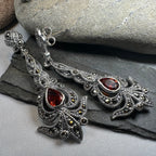 Nour Garnet Marcasite Earrings