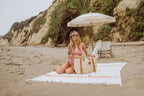 Oceanside Sunset Stripe Cotton Beach Blanket by Beach State