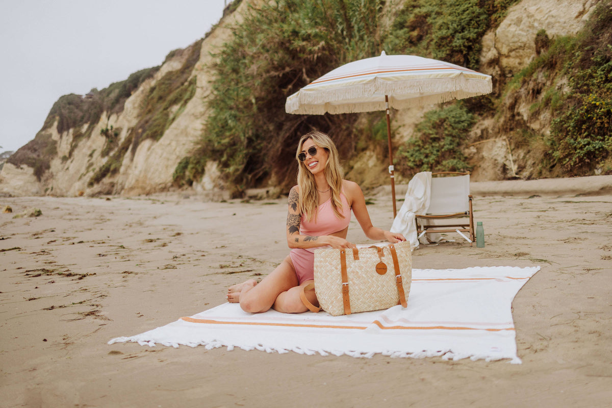 Oceanside Sunset Stripe Cotton Beach Blanket by Beach State