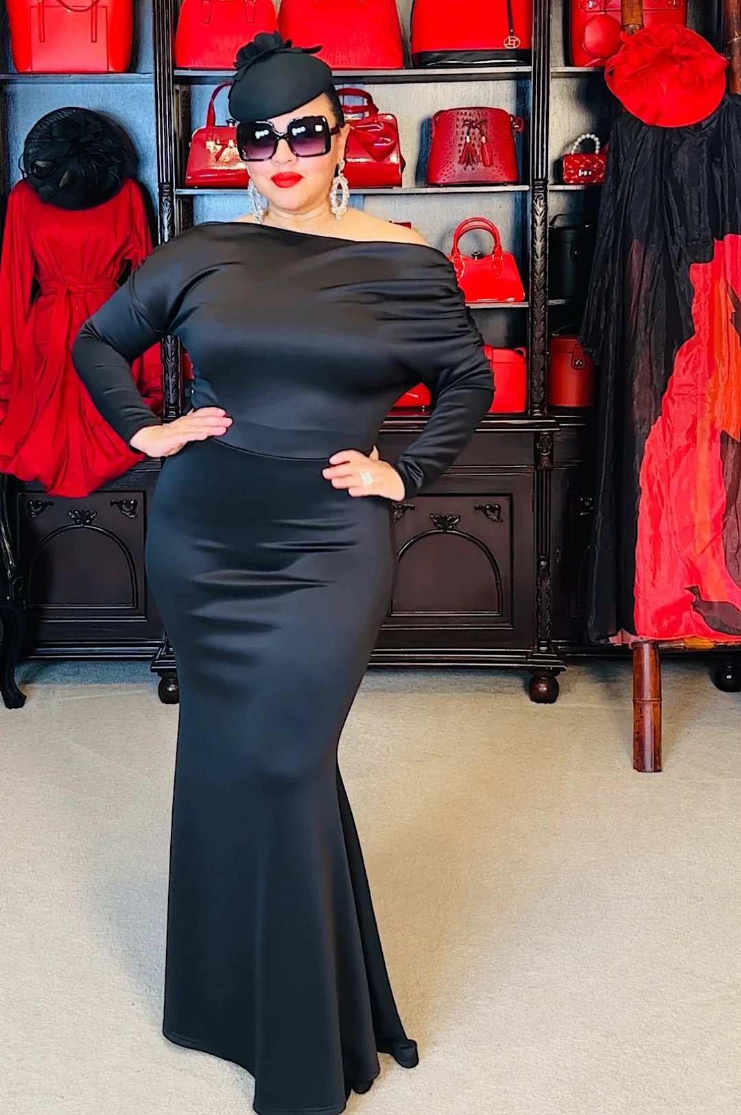 Black Off The Shoulder Long Mermaid Style Dress by Social Butterfly Collection