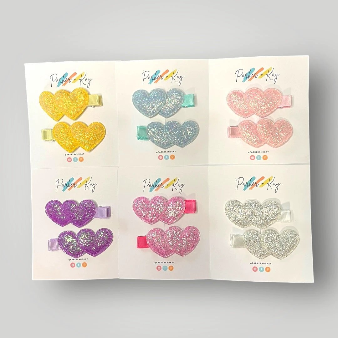 Sparkling Heart Hair Clips by Parker + Kay Creative