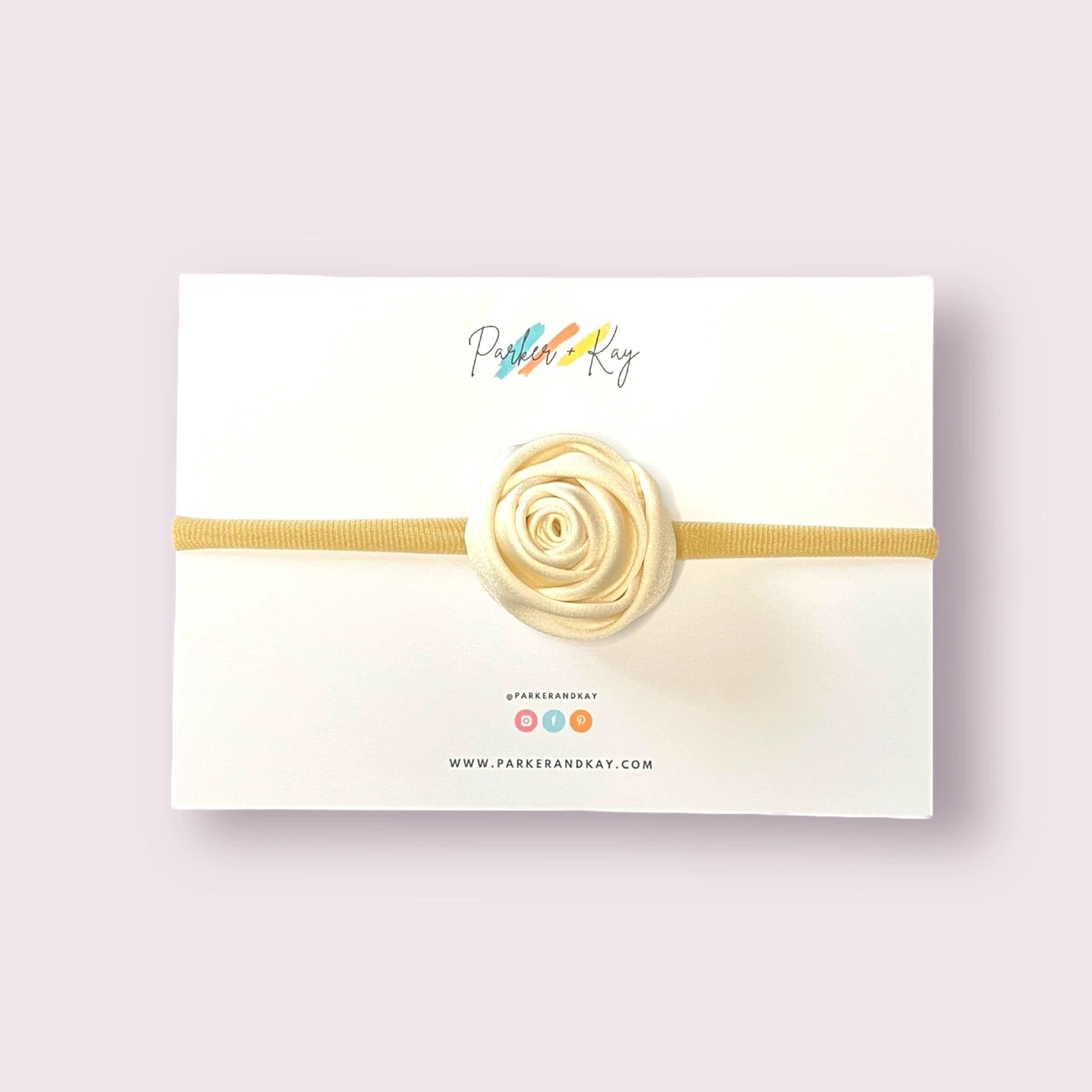 Satin Rose Baby Headband by Parker + Kay Creative