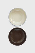 Handmade Porcelain Everyday Bowl. Forget-me-not/Chocolate