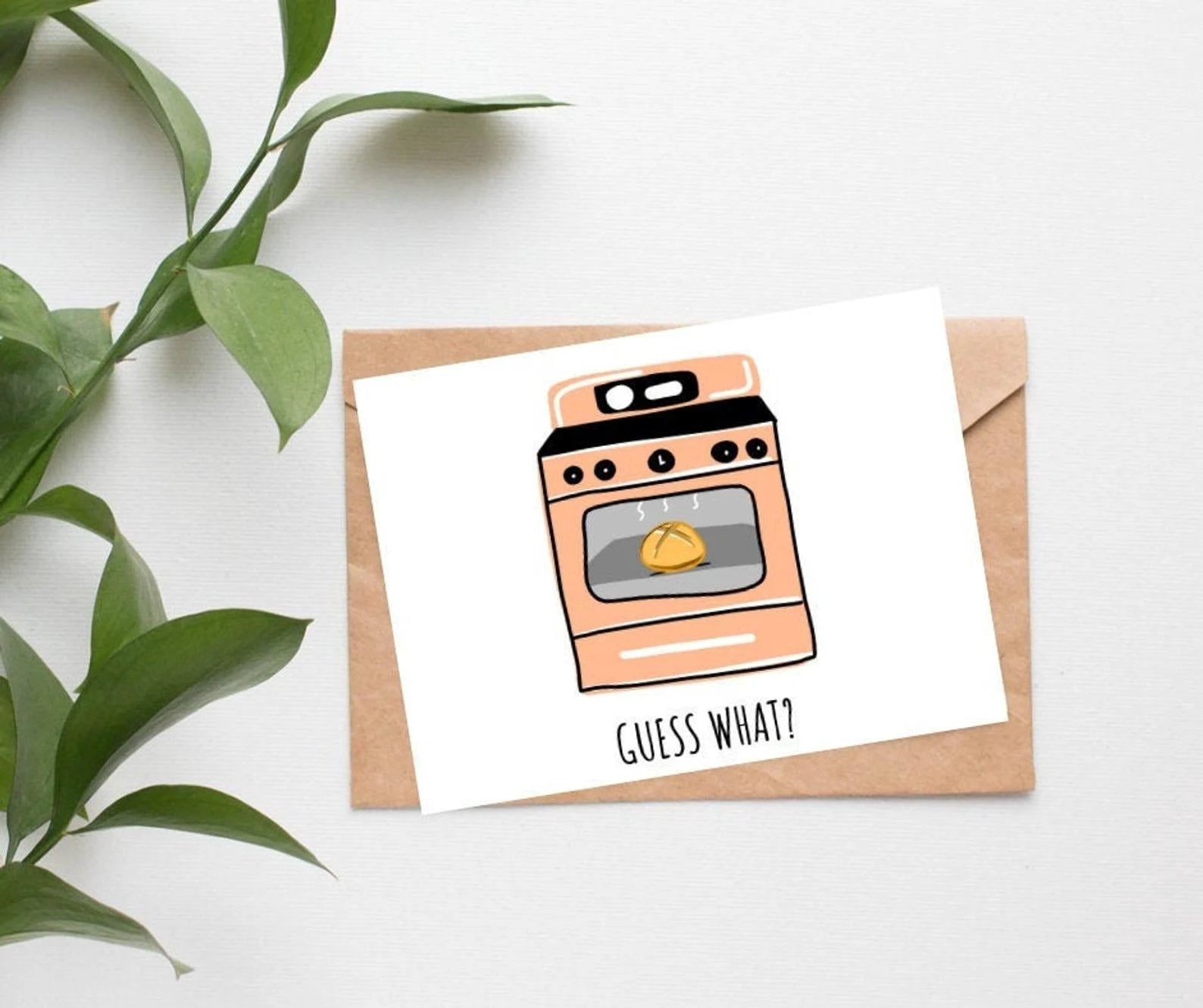 Bun in the Oven Card Pregnancy Announcement Card, New Baby Card, New Mom by Five Dot Post