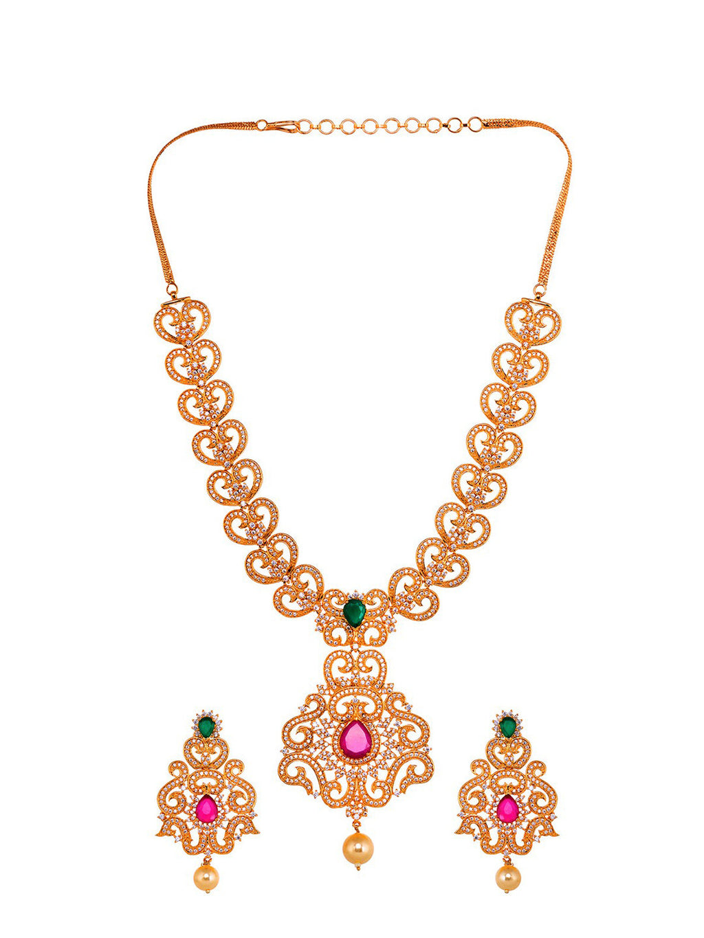 Saraf RS Jewellery Gold-Polished Multi-Colored Jewellery Set