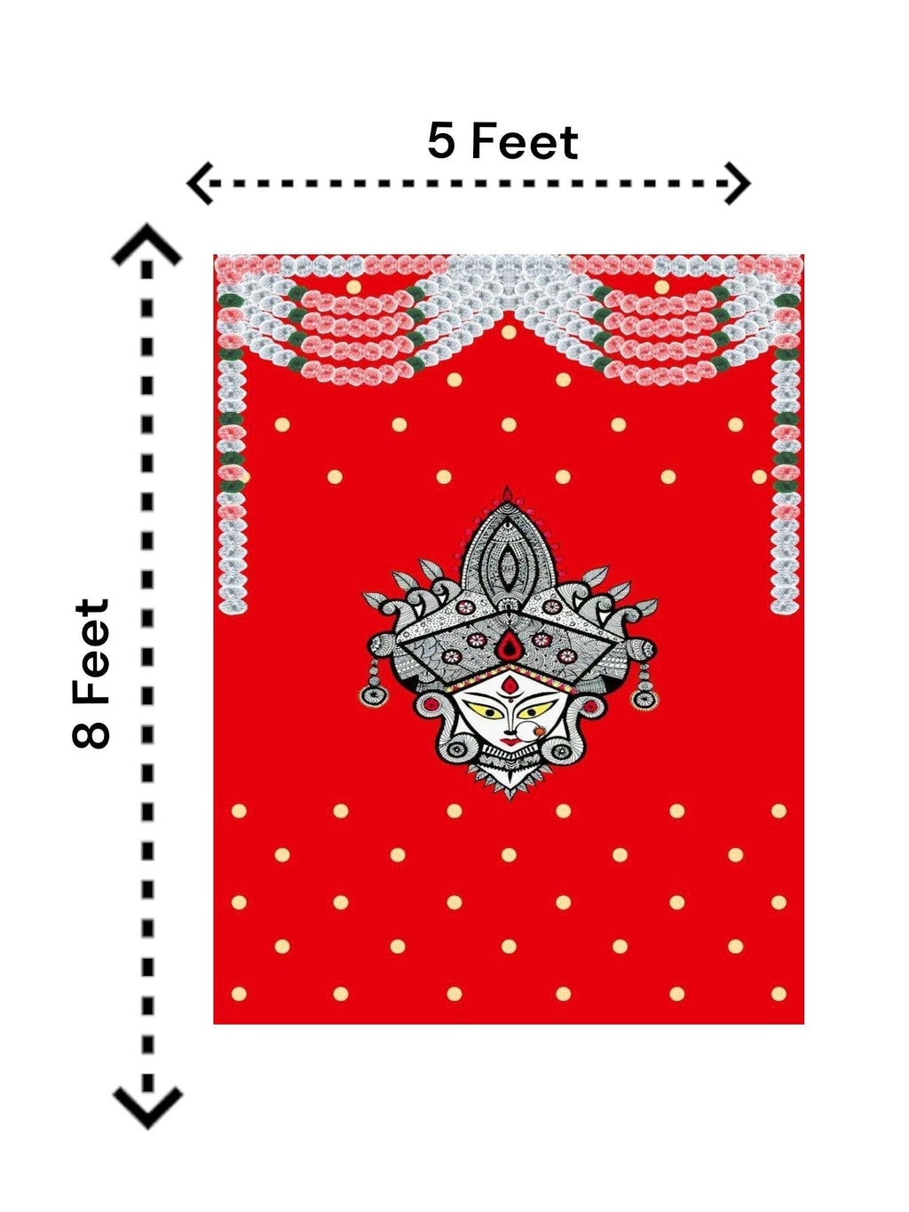 8x5 Feet Durga Fabric Reusable Backdrop Banner for Durga Pooja/Navratri Festive Decor La Vie Bien 8x5 Feet Durga Fabric Reusable Backdrop Banner for Durga Pooja/Navratri
