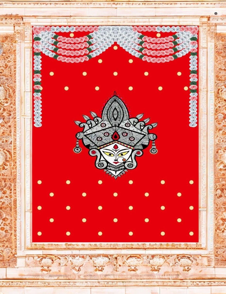 8x5 Feet Durga Fabric Reusable Backdrop Banner for Durga Pooja/Navratri Festive Decor La Vie Bien 8x5 Feet Durga Fabric Reusable Backdrop Banner for Durga Pooja/Navratri
