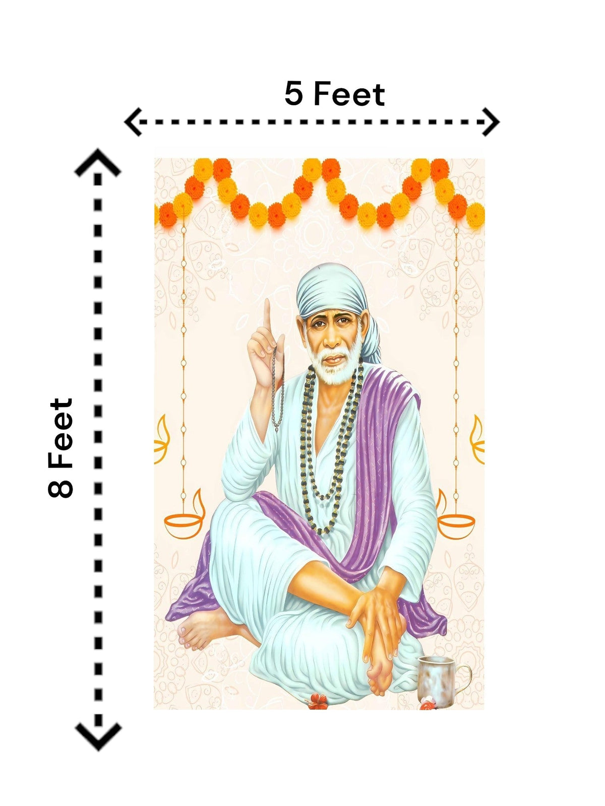 8x5 Feet Fabric Reusable Sai Baba Or Sainath Backdrop Banner for Pooja Festive Decor La Vie Bien 8x5 Feet Fabric Reusable Sai Baba Or Sainath Backdrop Banner for Pooja