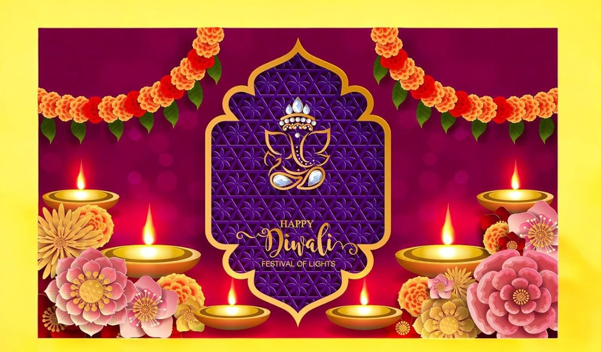 8x5 Feet Happy Diwali Fabric Reusable Backdrop Banner La Vie Bien 8x5 Feet Happy Diwali Fabric Reusable Backdrop Banner