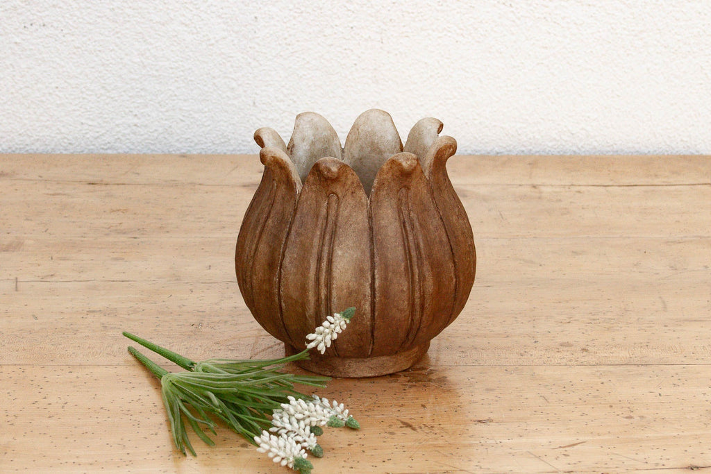 9" Blossoming Lotus Marble Vase Planter La Vie Bien 9" Blossoming Lotus Marble Vase