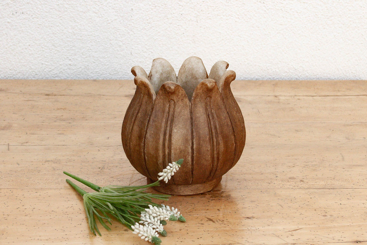 9" Blossoming Lotus Marble Vase Planter La Vie Bien 9" Blossoming Lotus Marble Vase