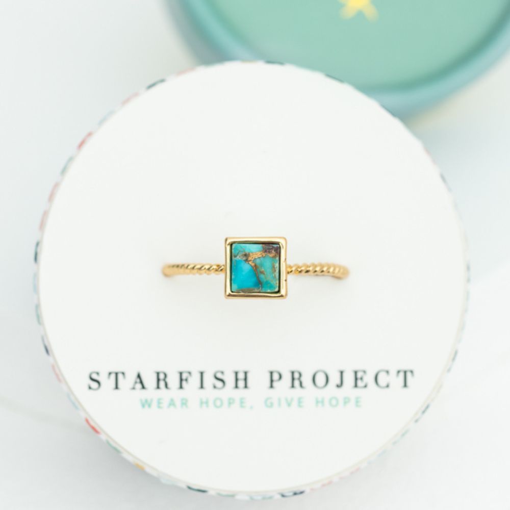 Jayne Turquoise Adjustable Square Ring