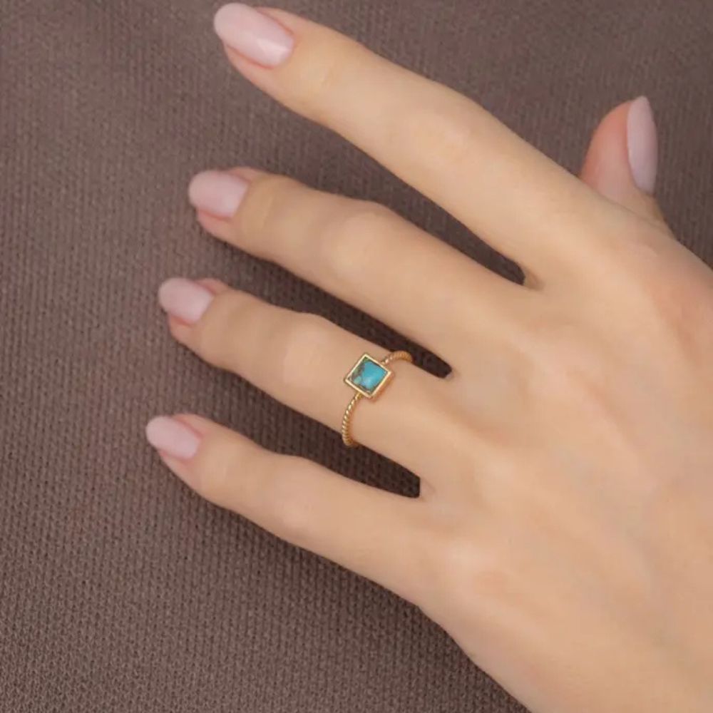 Jayne Turquoise Adjustable Square Ring