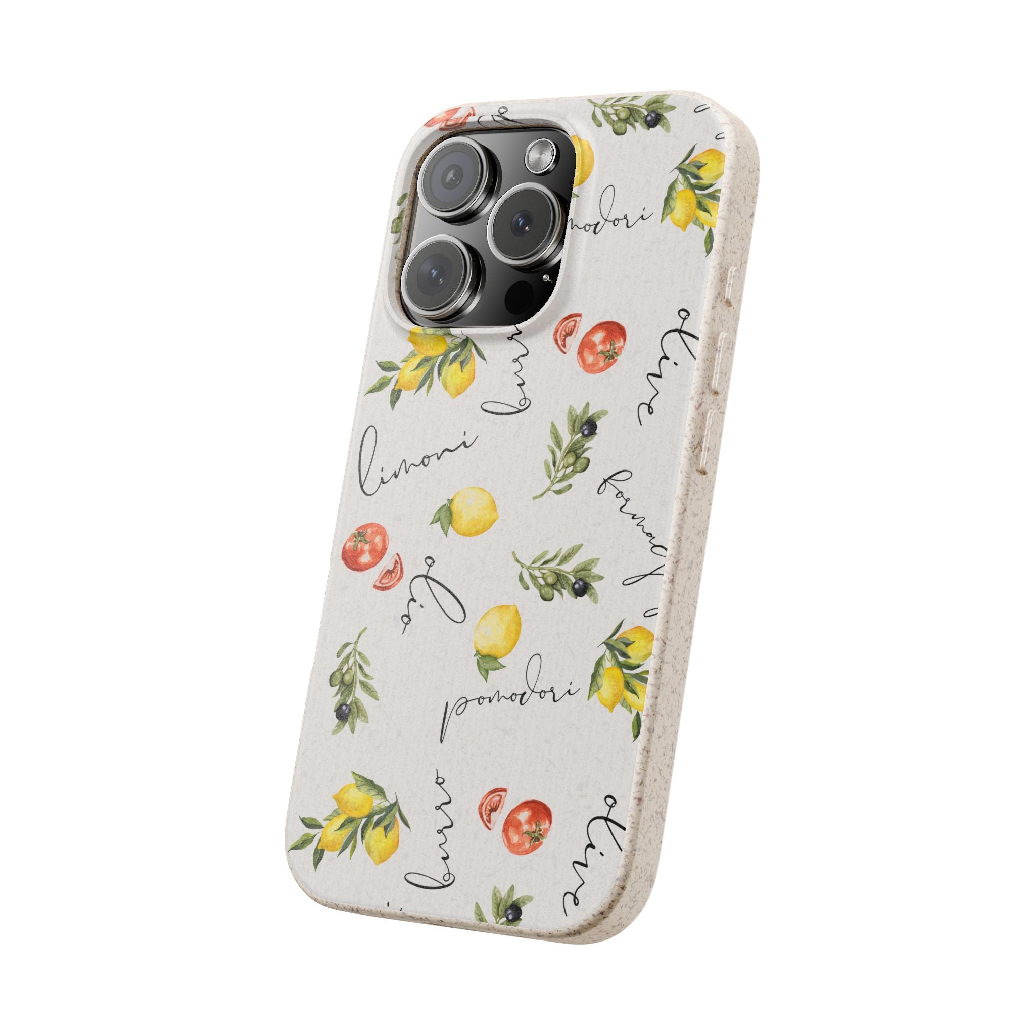 Italian cooking Eco friendly biodegradable phone case -Lemons & Tomatoes phone case | Biodegradable Cases