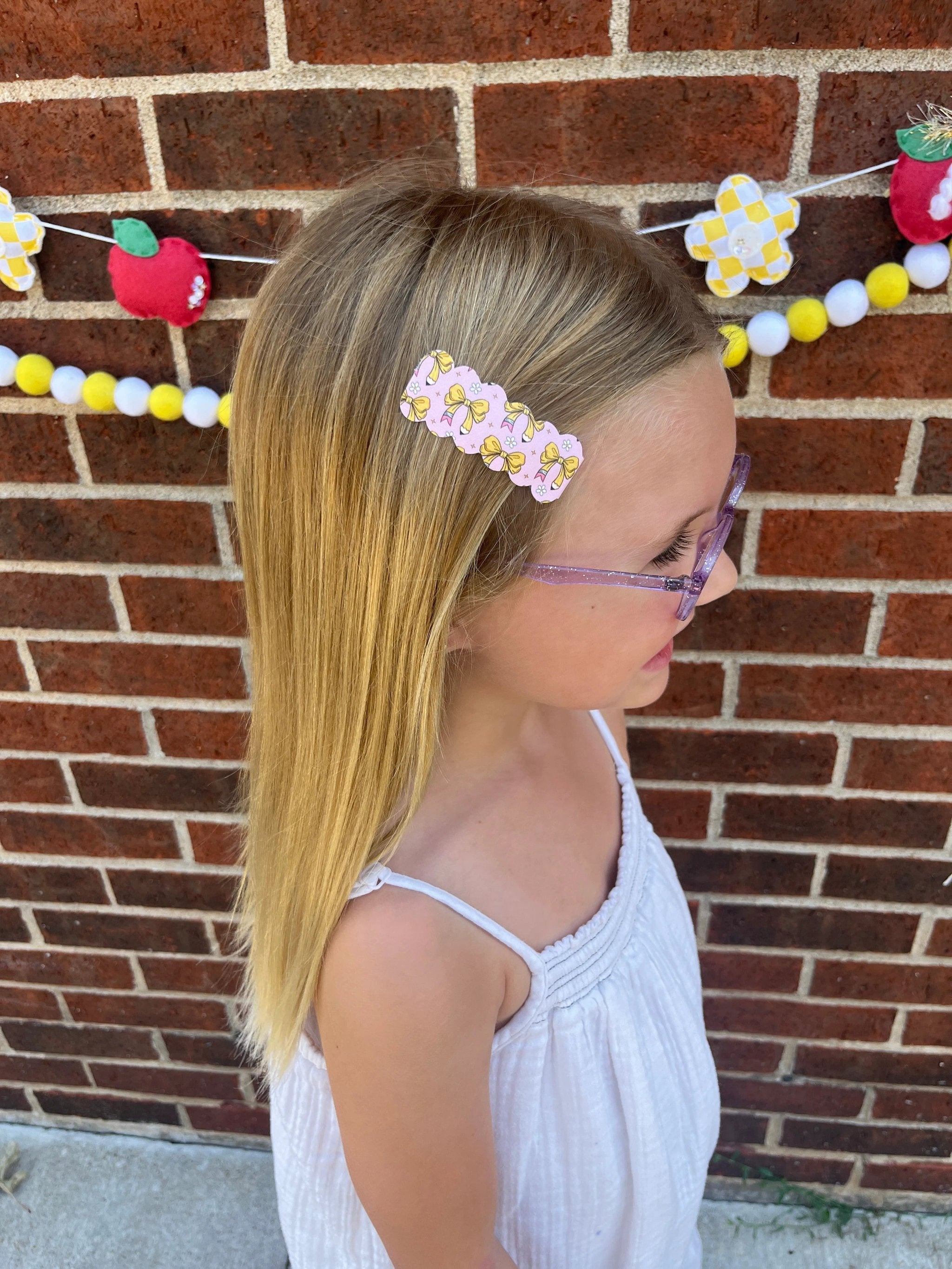 Pencil Bow Single Snap Clip by Evie Pearl Handmade