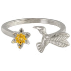 Smell the Flowers Hummingbird Adjustable Ring