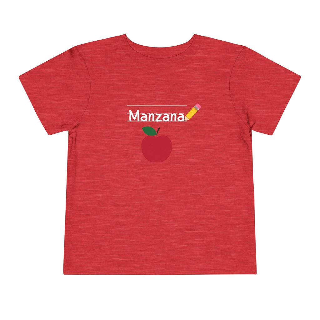 Manzana Apple and Pencil Toddler Tee Shirt - La Vie Bien - Apple Design - Apple shirt for toddler - Back to School