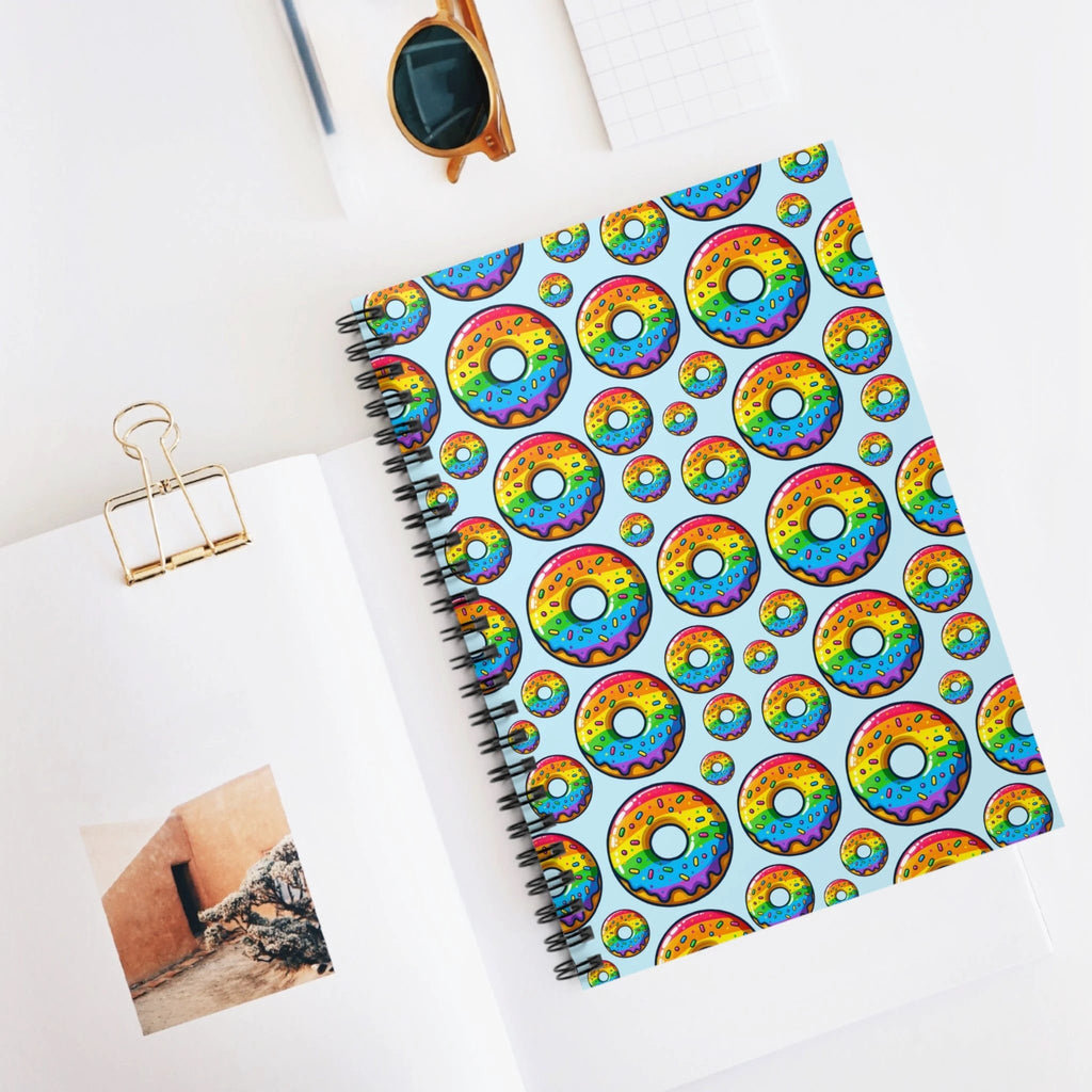 Bespattered Facade Rainbow Sprinkle Donut Spiral Notebook - Lined Pages by Bespattered Facade