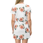 Pink watercolor flowers t-shirt dress by Printify