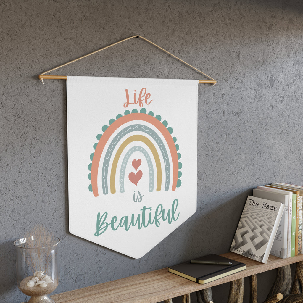 Life is beautiful Rainbow Pennant Wall Art