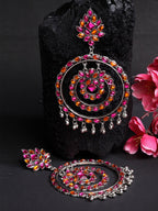 Shining Diva Multicoloured Oxidised Contemporary Drop Earrings