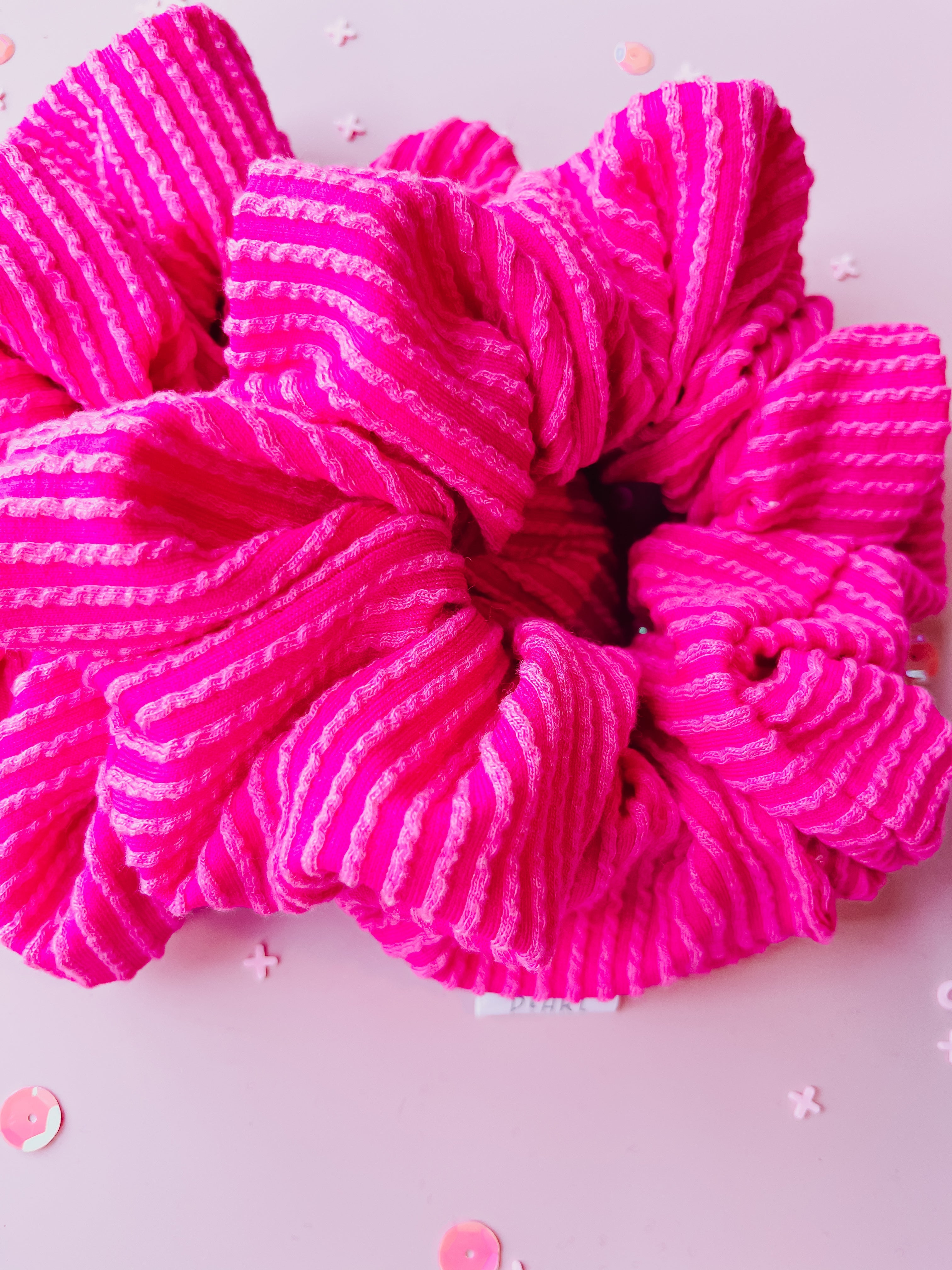 Hot Pink Ribbed Oversized Scrunchie