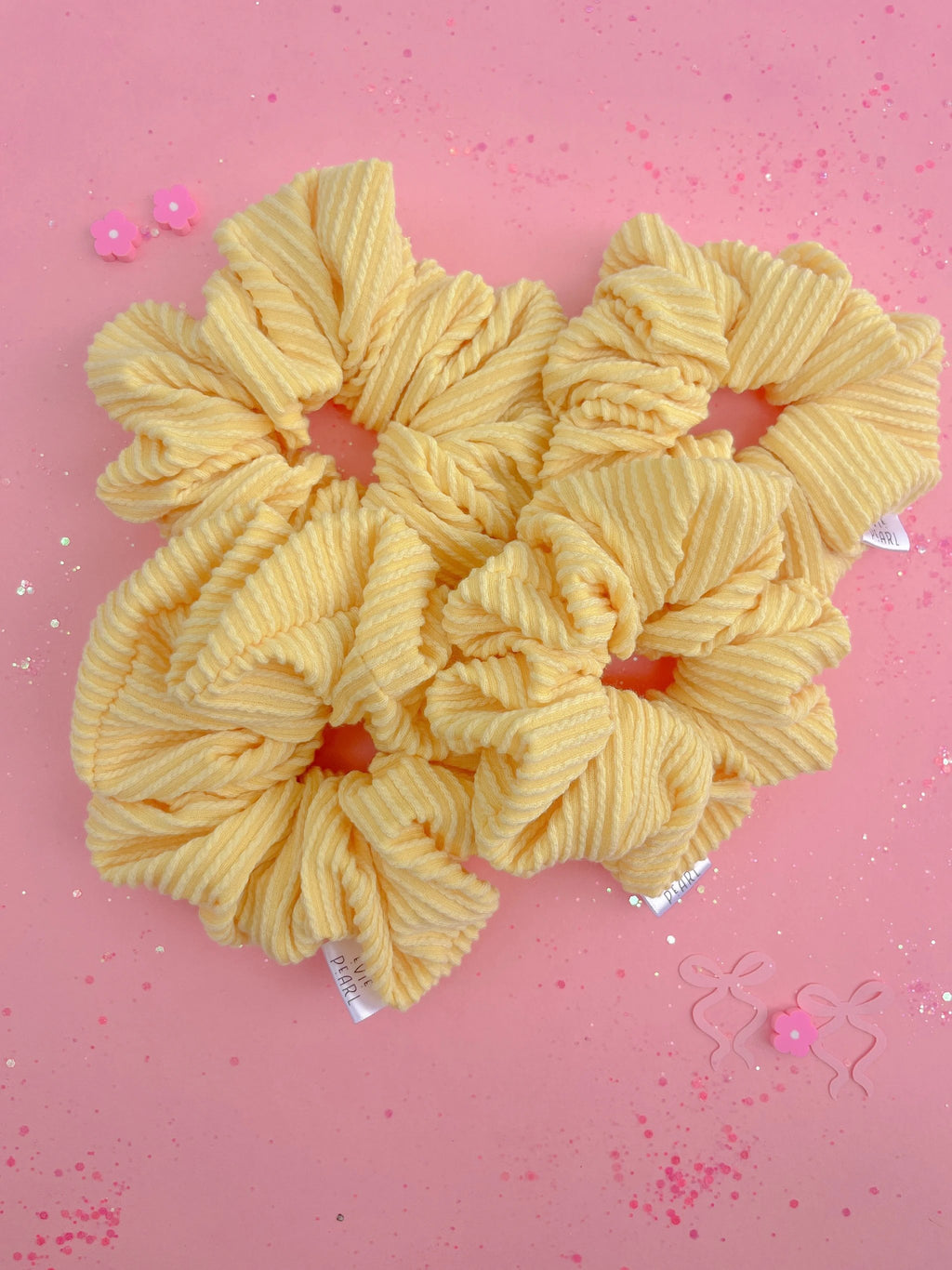 Butter Yellow Ribbed Scrunchy by Evie Pearl Handmade