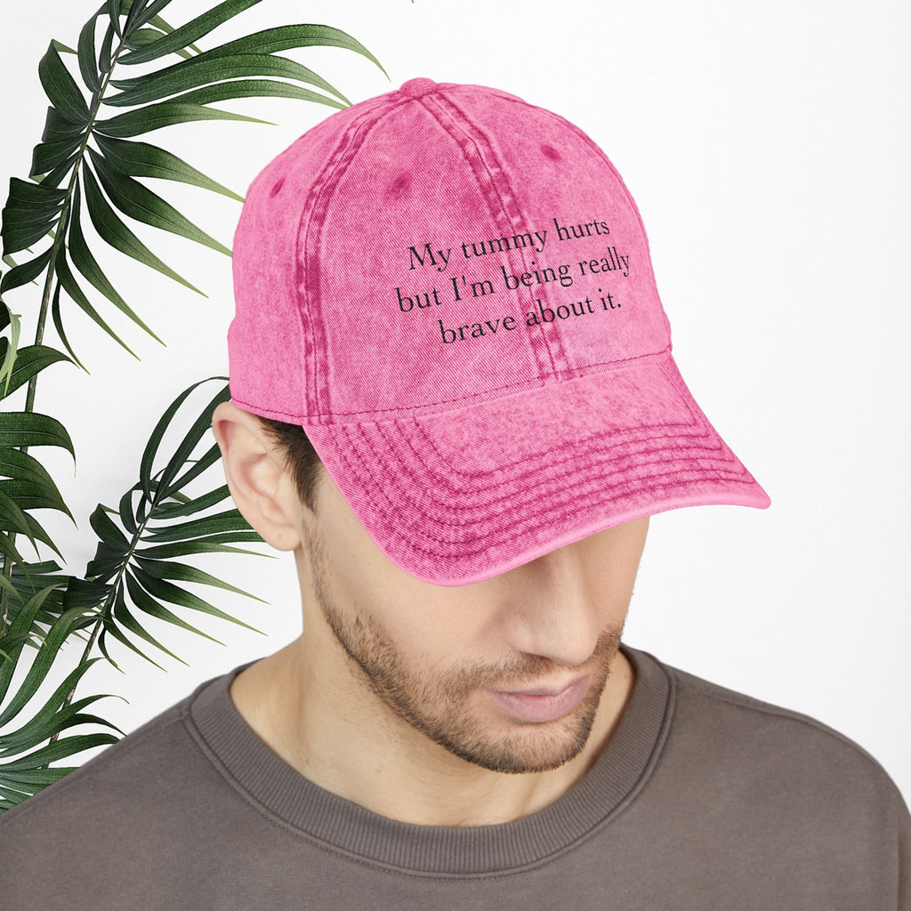 Bespattered Facade "My Tummy Hurts" Black Embroidered Vintage Cap