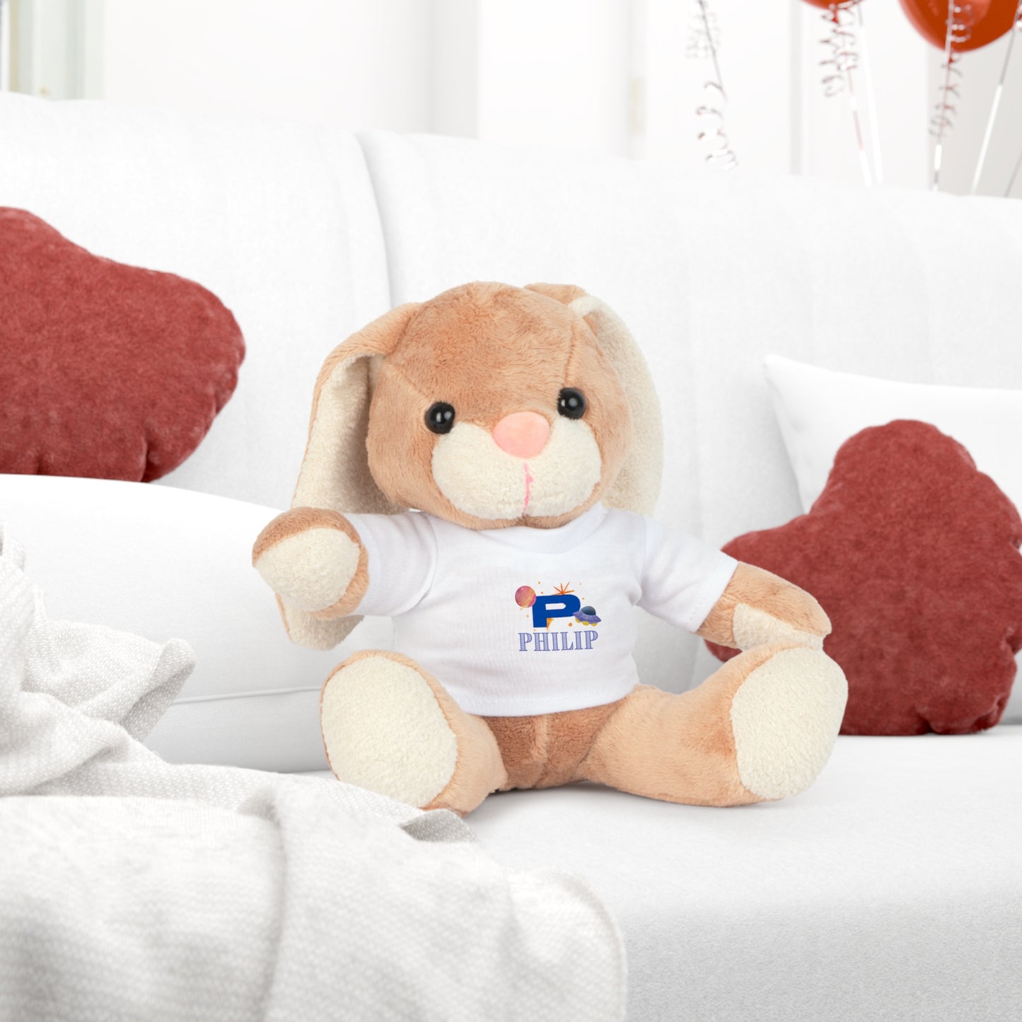 Personalized stuffed animal - Space themed with initial