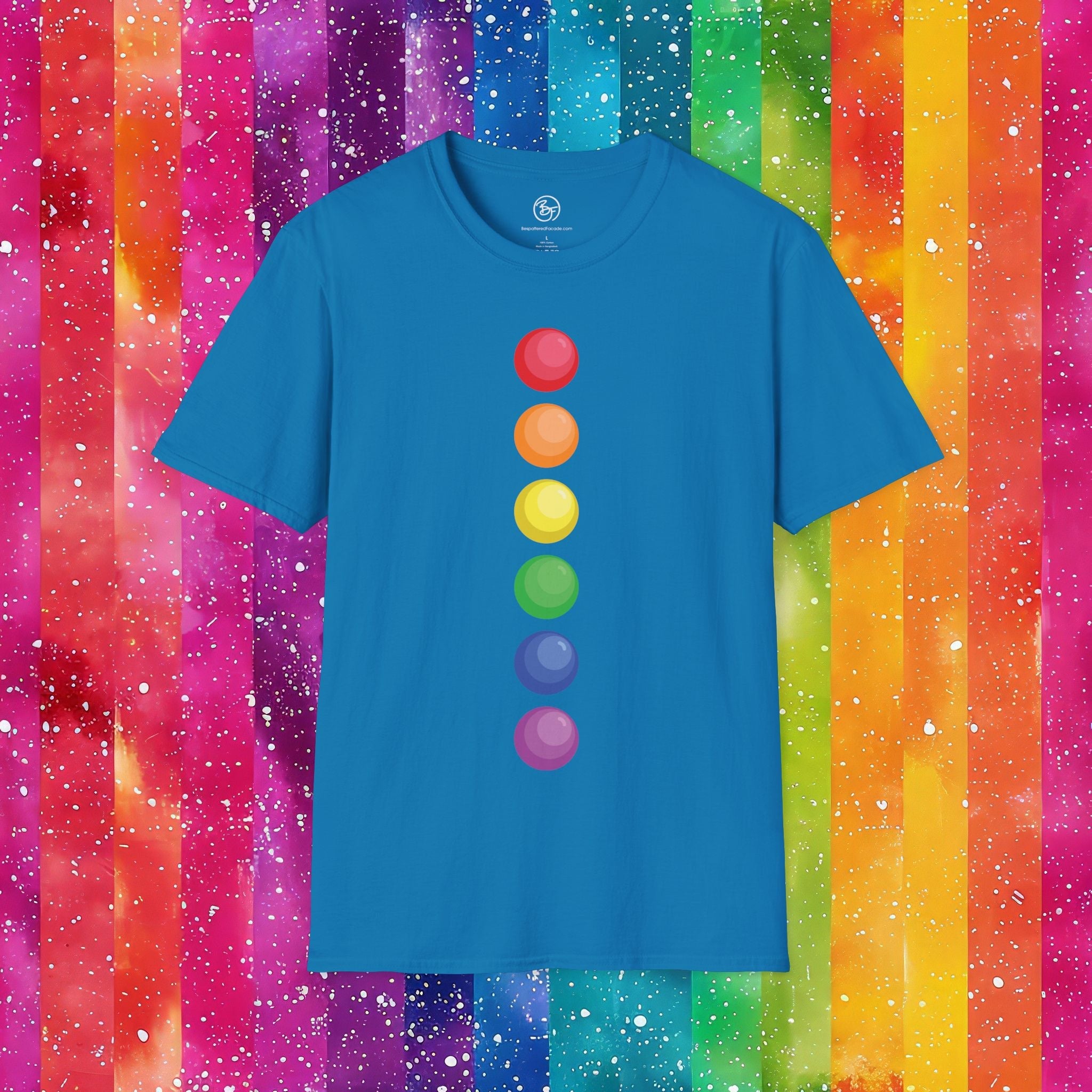 Bespattered Facade Rainbow Dots Unisex Softstyle T-Shirt