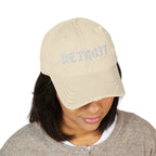 Embroidered Distressed Detroit Hat by Printify