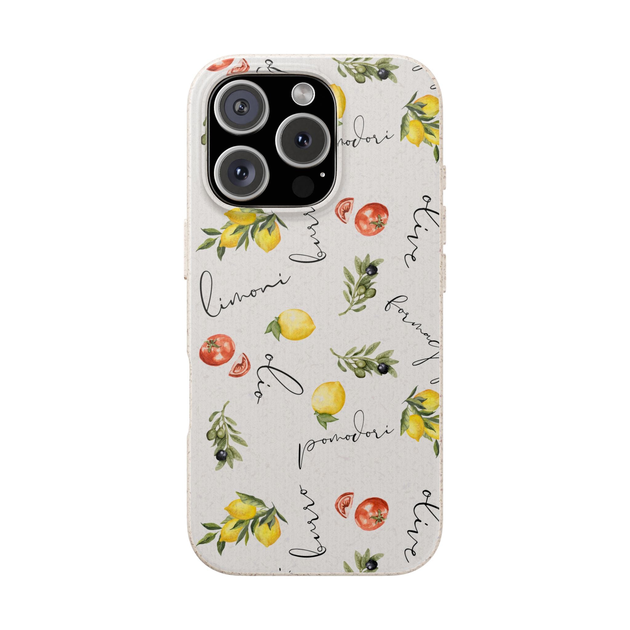 Italian cooking Eco friendly biodegradable phone case -Lemons & Tomatoes phone case | Biodegradable Cases