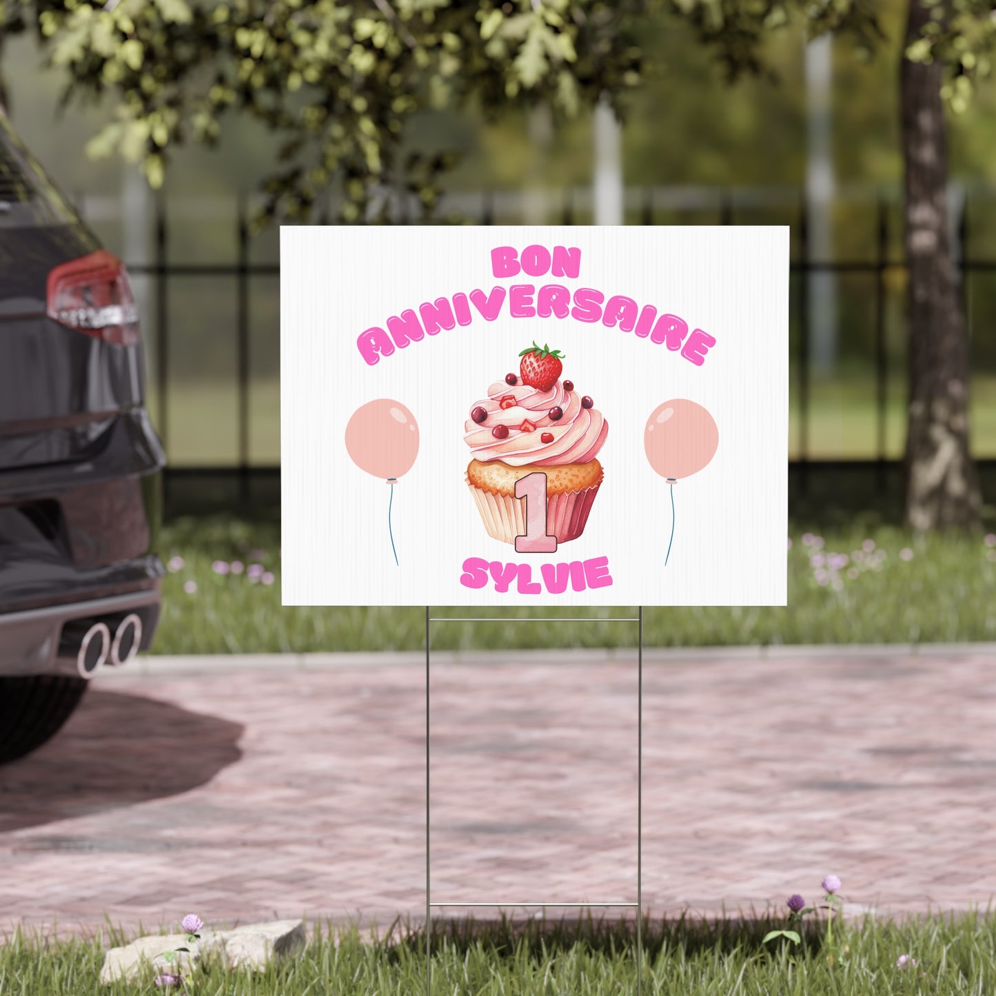 Bon anniversaire erster Geburtstag personalisierbares Hofschild